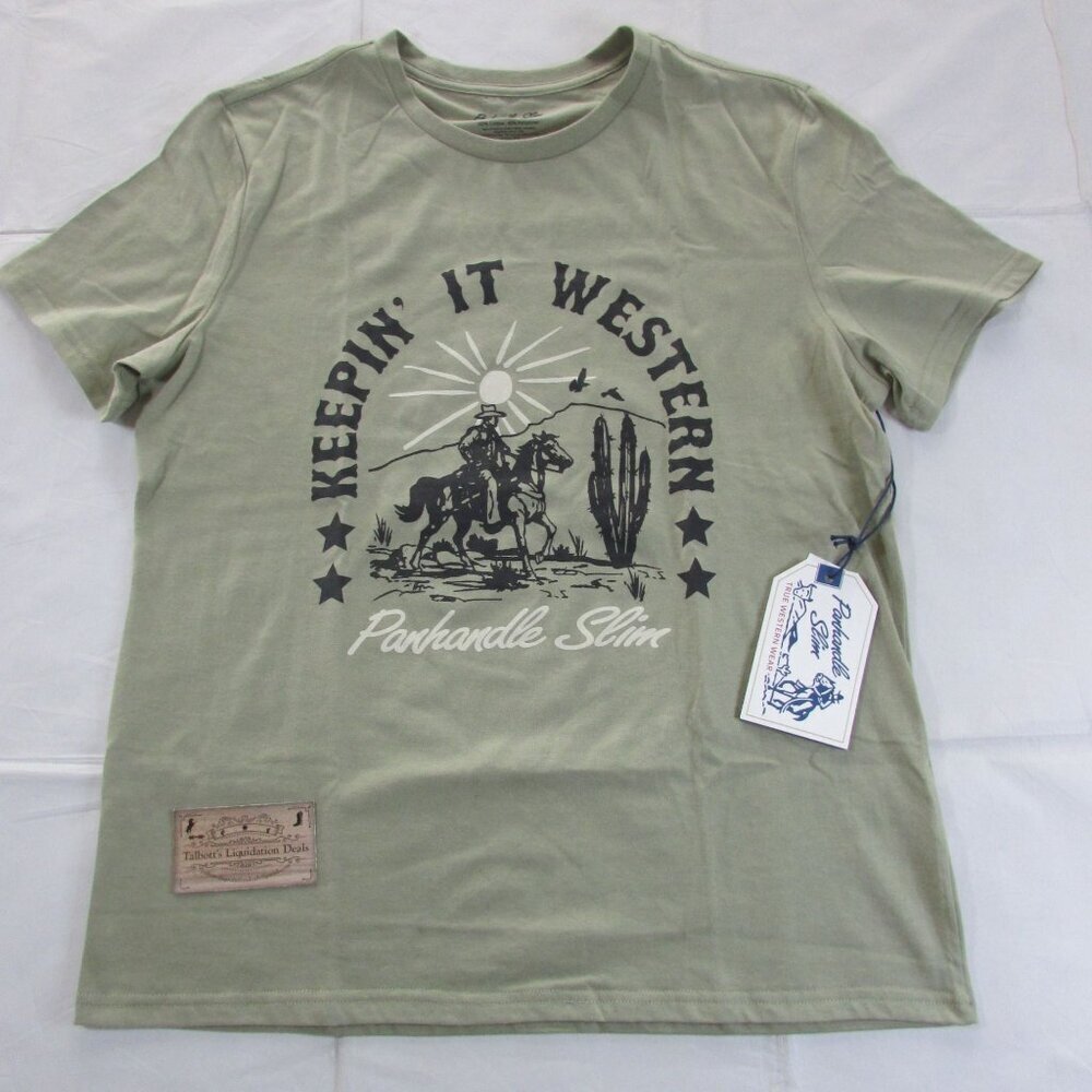 Panhandle Slim Men's Short Sleeve Keepin It Western Graphic T-Shirt Sage